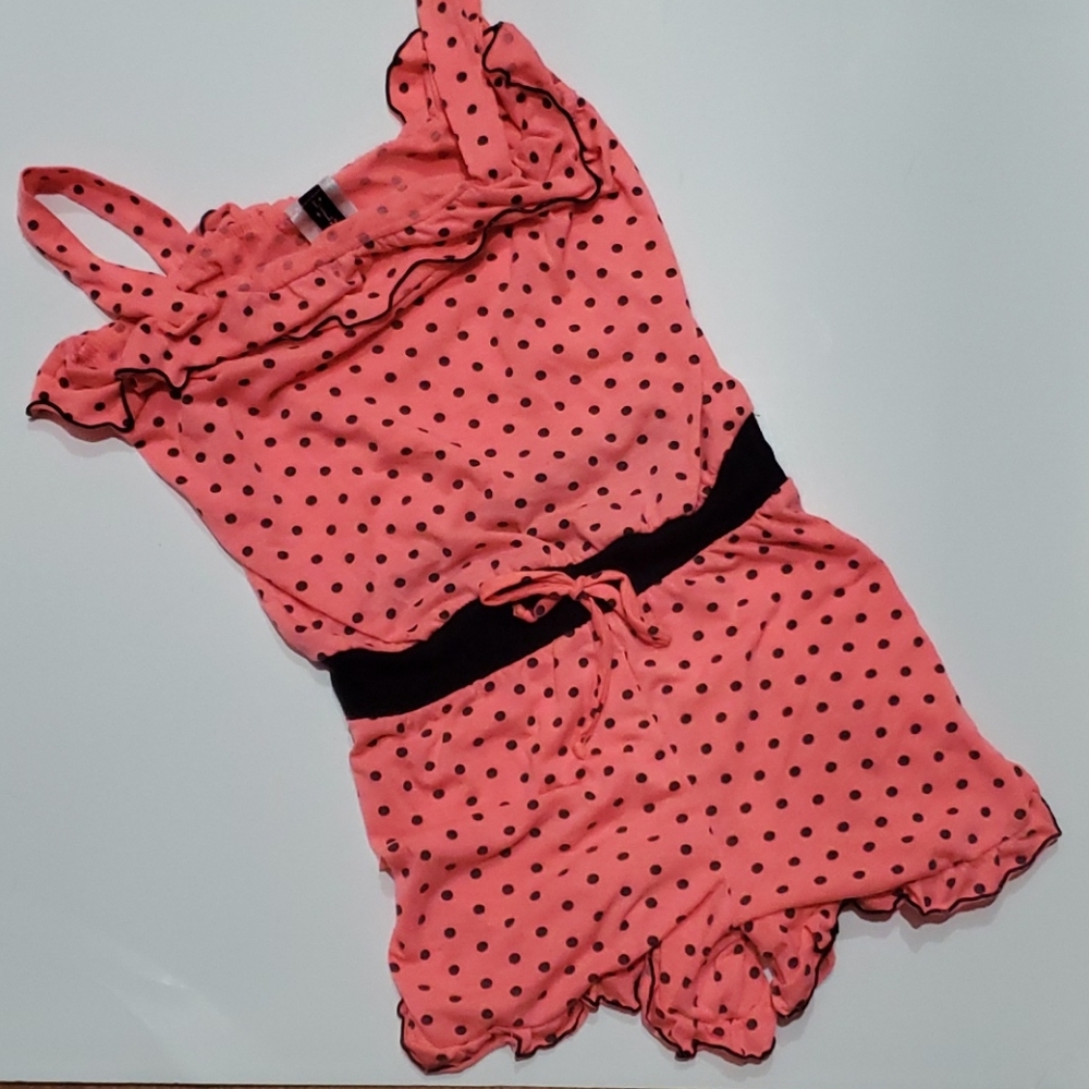 Girls Ruffled Polkadot Shorts Romper-6X - Picture 2 of 8